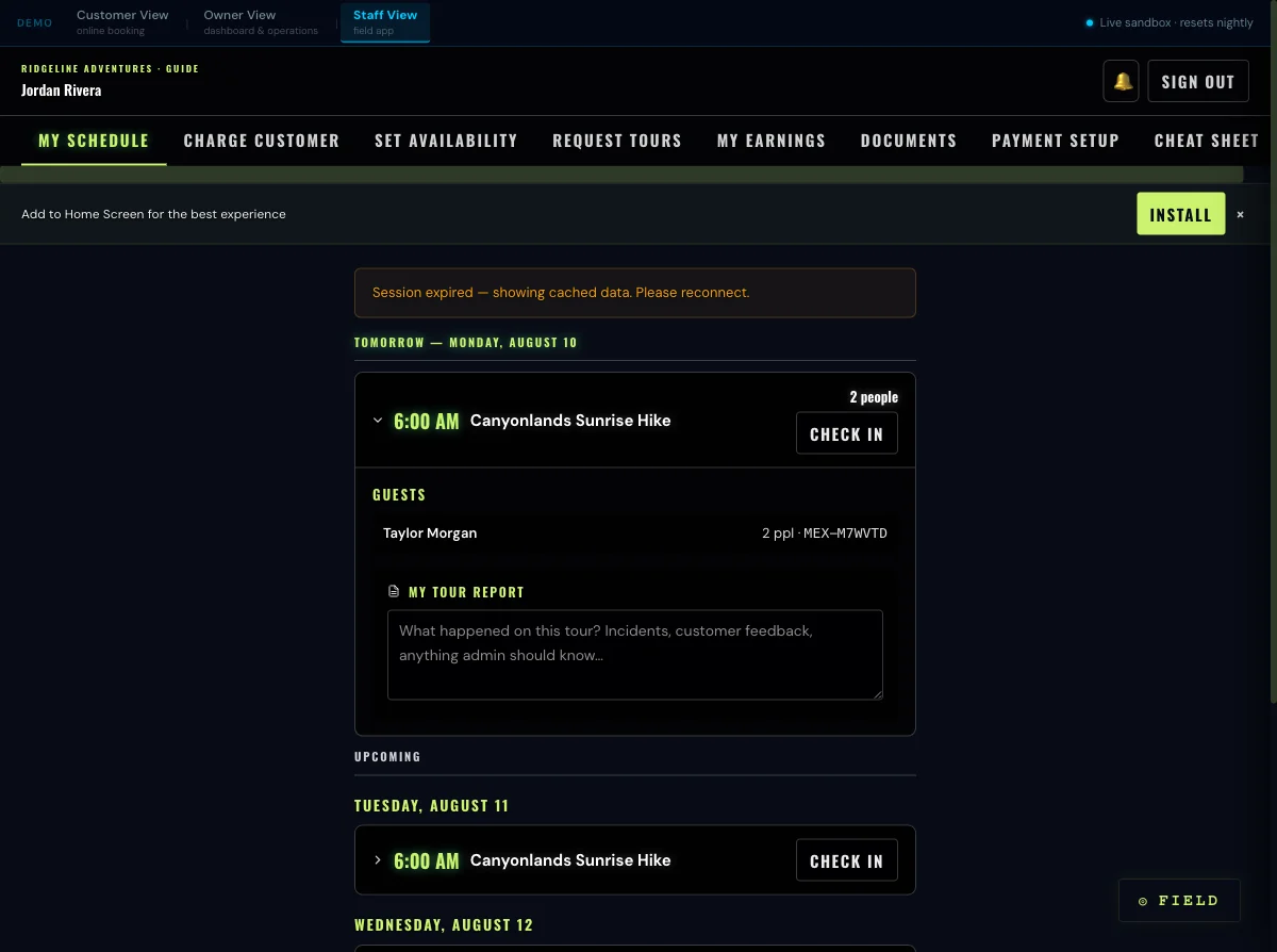 Staff guide interface